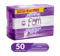 فوط صحية فام مطوية بأجنحة 50 قطعة