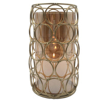 Maple Leaf Home Metal Candle Holder with Amber Glass Tube, Gold