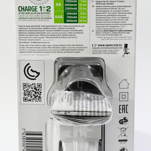 Energizer AccuRecharge Mini Charger + Rechargeable AA Battery 2pcs CH2PC2-2000