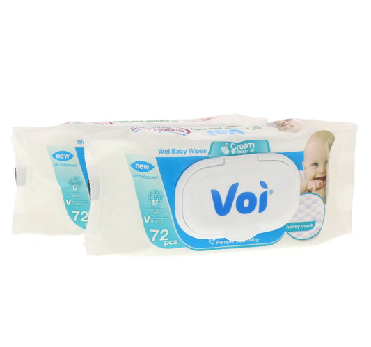 Voi Wet Baby Wipes Cream Lotion Value Pack 2 x 72 pcs