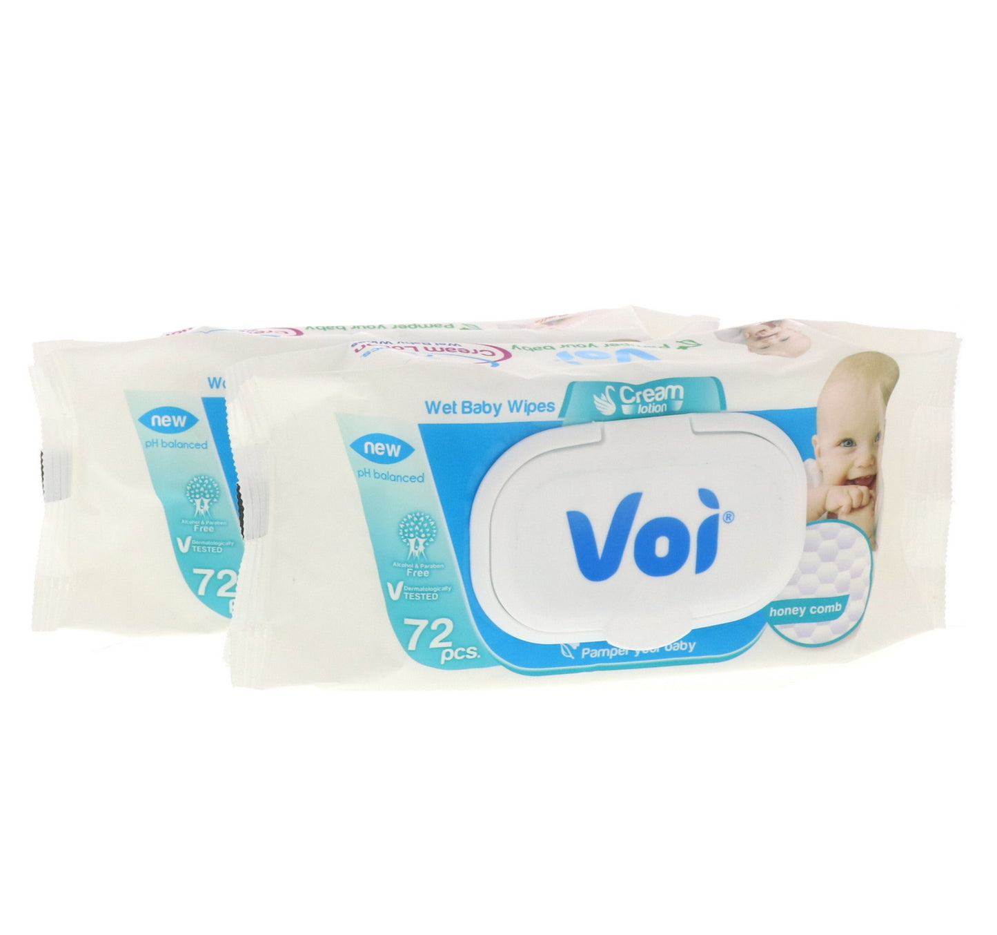 Voi Wet Baby Wipes Cream Lotion Value Pack 2 x 72 pcs