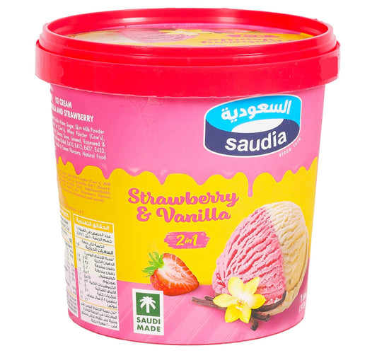 Saudia 2in1 Strawberry & Vanilla Ice Cream 1 Litre