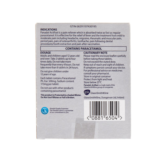 Panadol Actifast Tablets for Fast Pain Relief From Headaches 20pcs