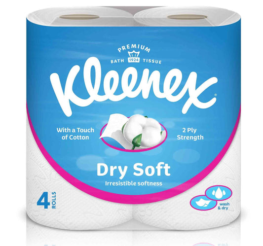 Kleenex Dry Soft Embossed Bathroom Tissue 2ply 4 Rolls