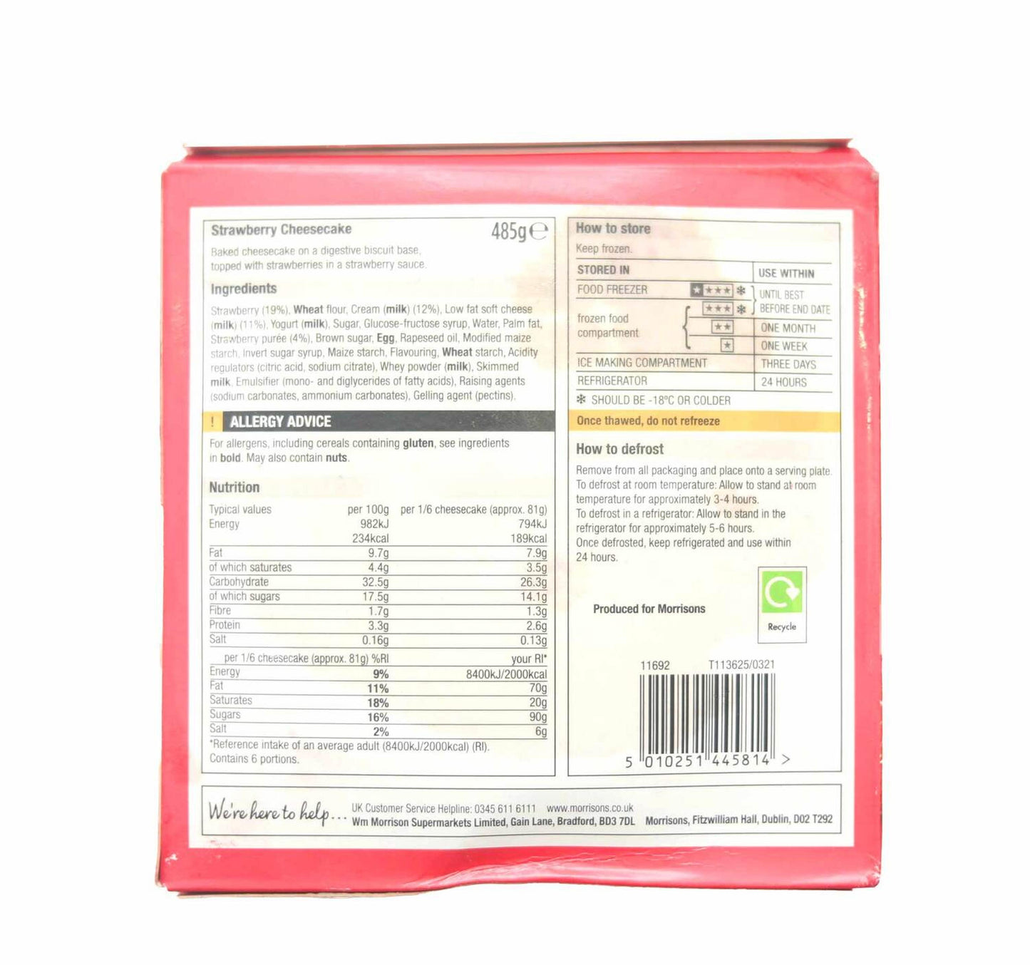 Morrisons Strawberry Cheesecake 485 g