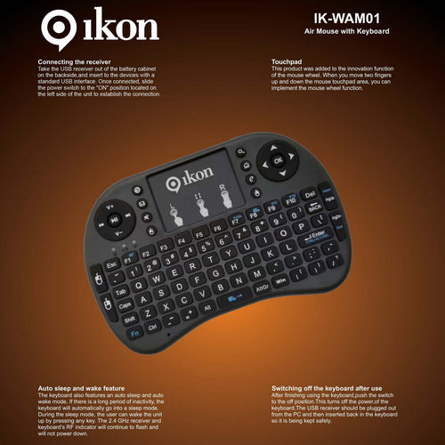Ikon Wireless AirMousWith KeyBord-IK-WAM01