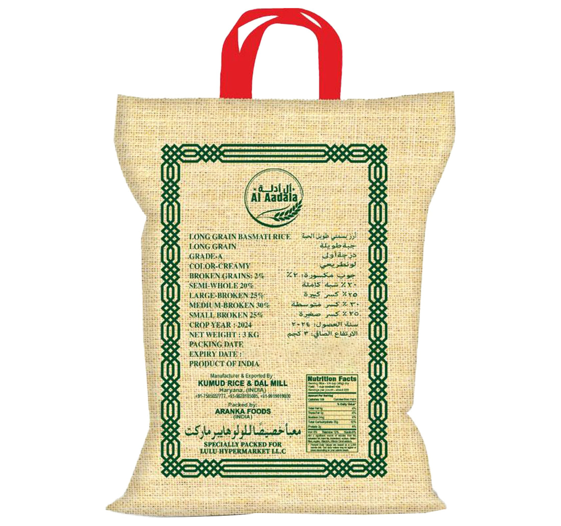 Al Aadala Long Grain Basmati Rice 3 kg