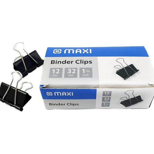 Maxi Metal Binder Clips, 32mm, 12 pcs, Black, BCL32