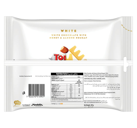 Toblerone Tiny Swiss White Chocolate Bar with Honey & Almond Nougat Minis Sharing Pack 200 g
