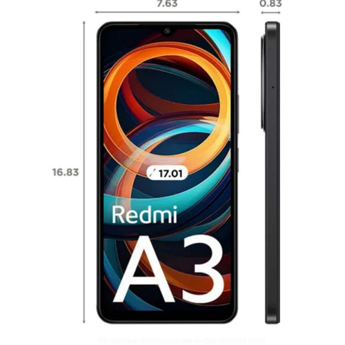 Xiaomi Redmi A3 4G Smartphone, 3 GB RAM, 64 GB Storage, Midnight Black