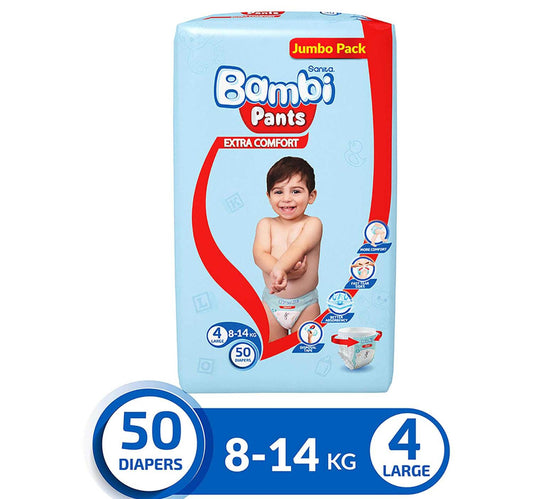 حفاضات أطفال سانيتا بامبي مقاس 4 كبير 8-14 كجم 50 قطعة