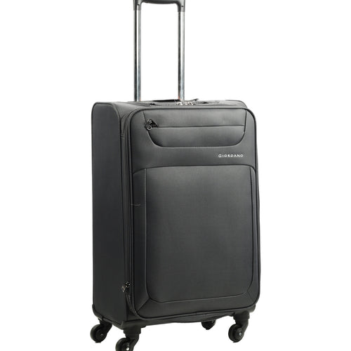 Giordano 4 Wheel Double Zipper Soft Trolley, 24 inches Grey, 163121