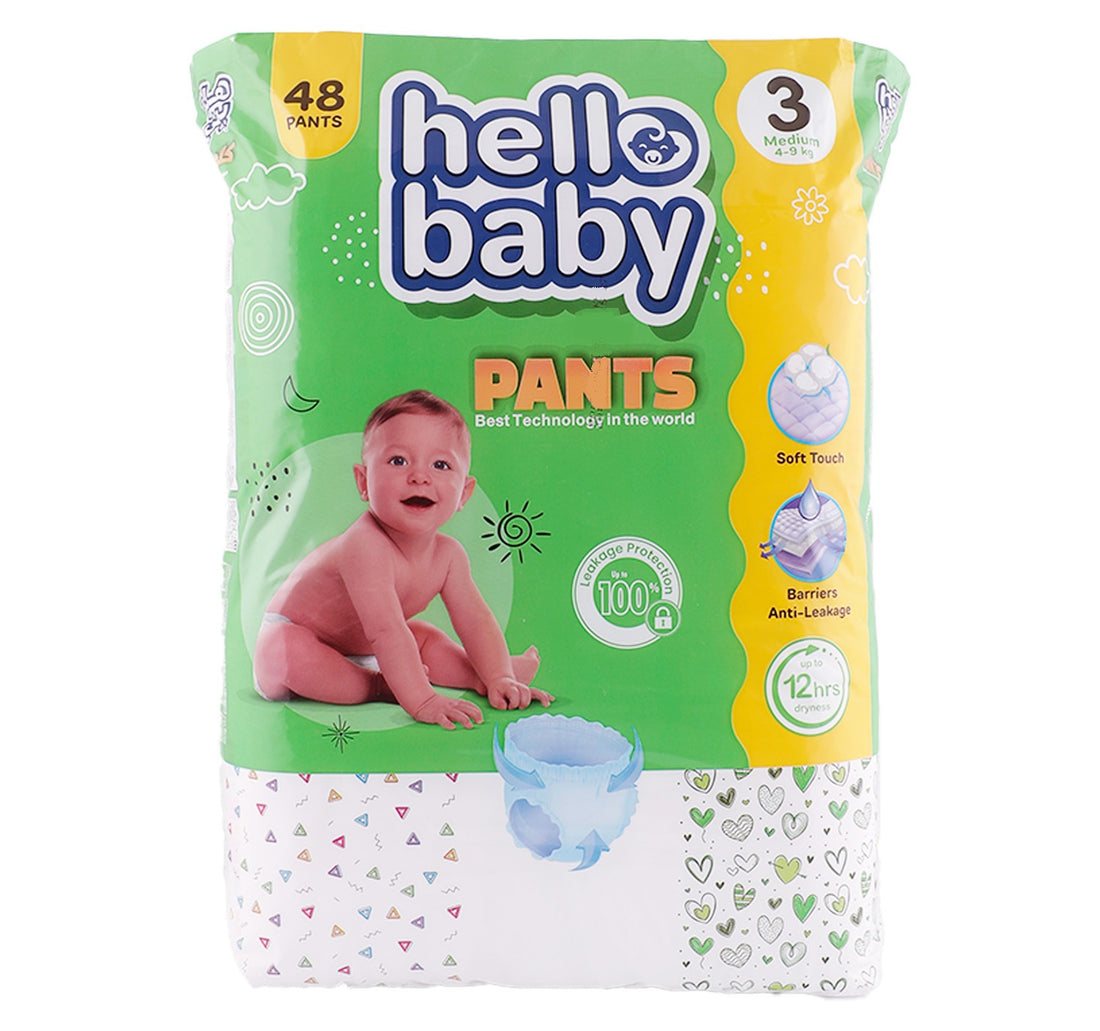 Hello Baby Diaper Pants Size 3 Medium 4-9 kg 48 pcs