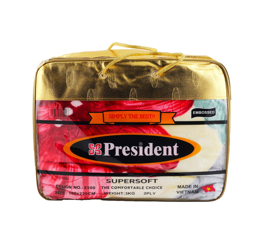 President Supersoft Blanket Vietnam 160 x 220cm 2ply 3kg Assorted