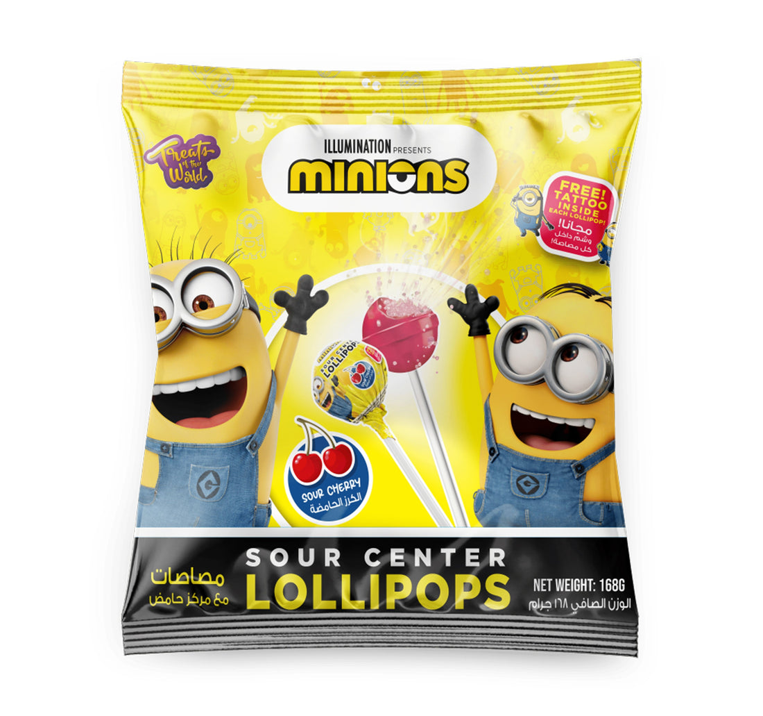 Minions Sour Center Cherry Lollipops 168 g