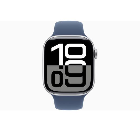 Apple Watch Series 10 GPS 46mm Silver Aluminium Case with Denim Sport Band - M/L