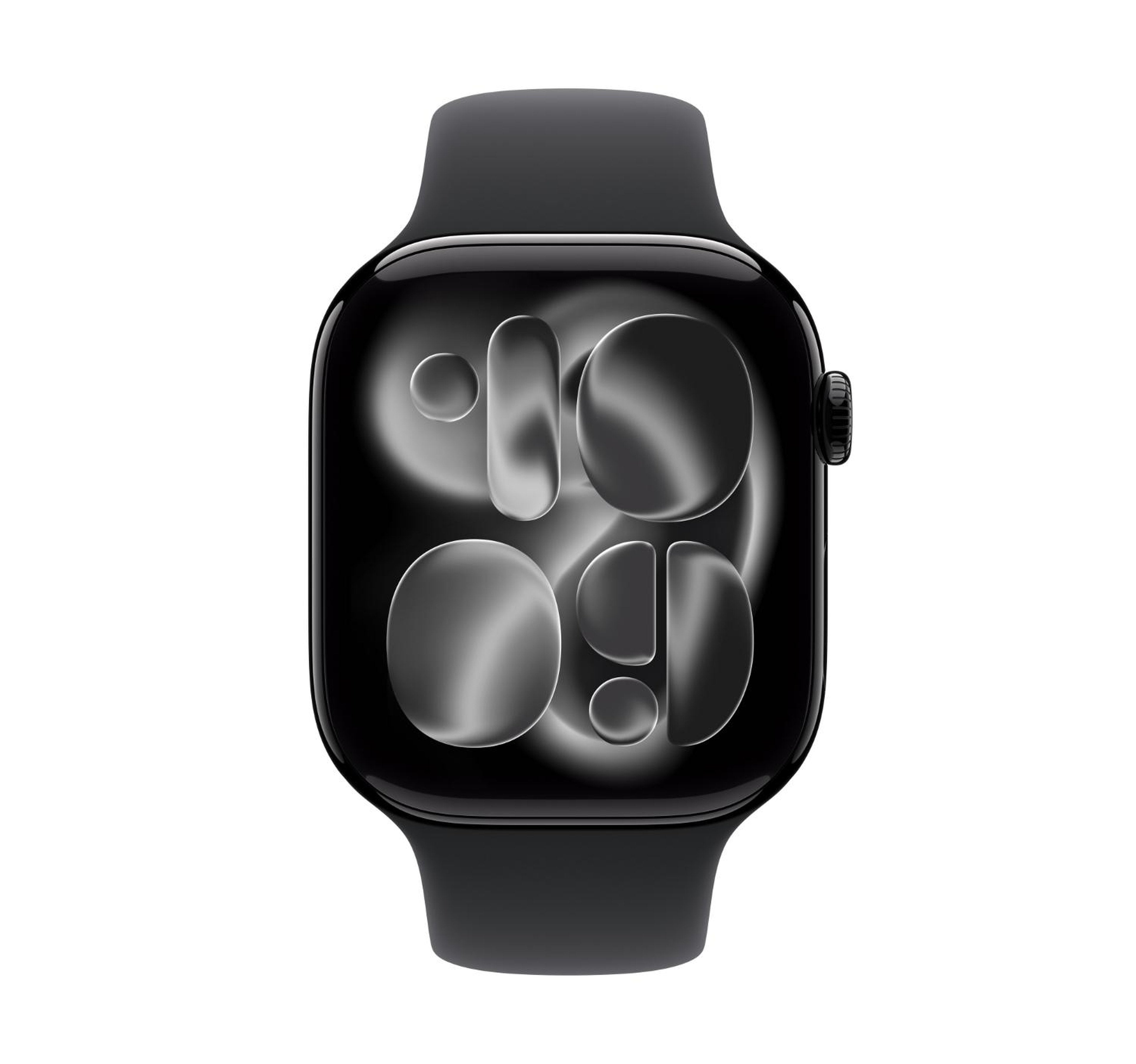ساعة Apple Watch Series 11 الذكية بنظام تحديد المواقع العالمي (GPS)، هيكل من الألومنيوم باللون الأسود الفاحم مقاس 42 مم مع سوار رياضي أسود (متوسط/كبير)، MEQU4AF/A