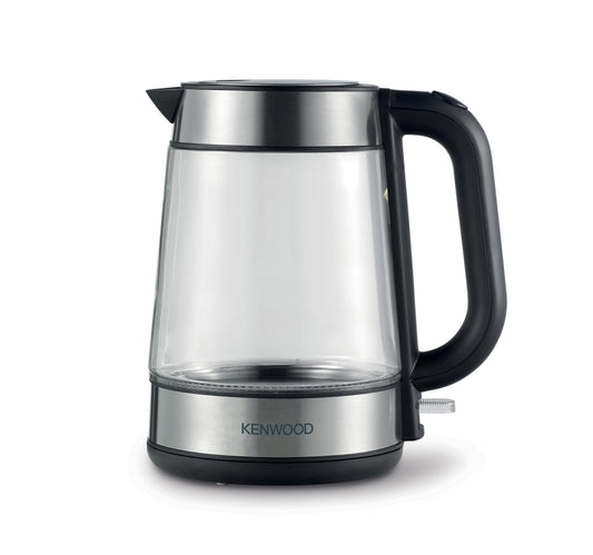 Kenwood 1.7 Liter Cordless Glass Electric Kettle, 2200W with Auto Shut-Off & Removable Mesh Filter,  Clear/Silver/Black, ZJG08.000CL