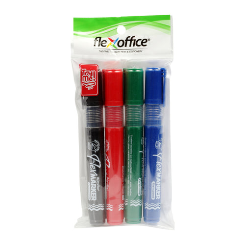 Flex Office Permanent Marker Bullet Nib 4 pcs PM03