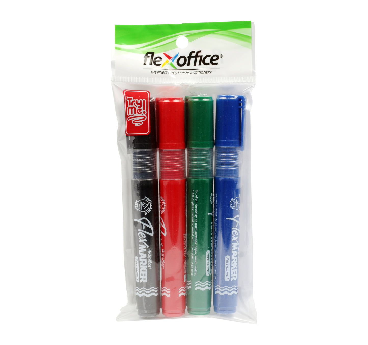 Flex Office Permanent Marker Bullet Nib 4 pcs PM03
