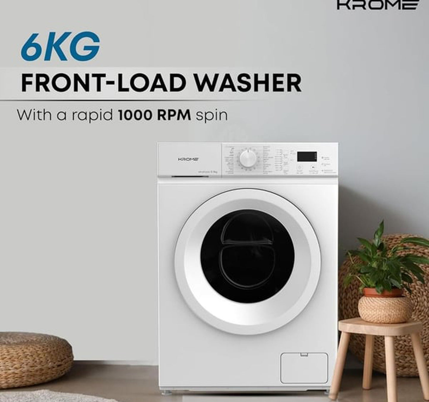 Krome Front Load Washing Machine KR-WFL60S 6KG