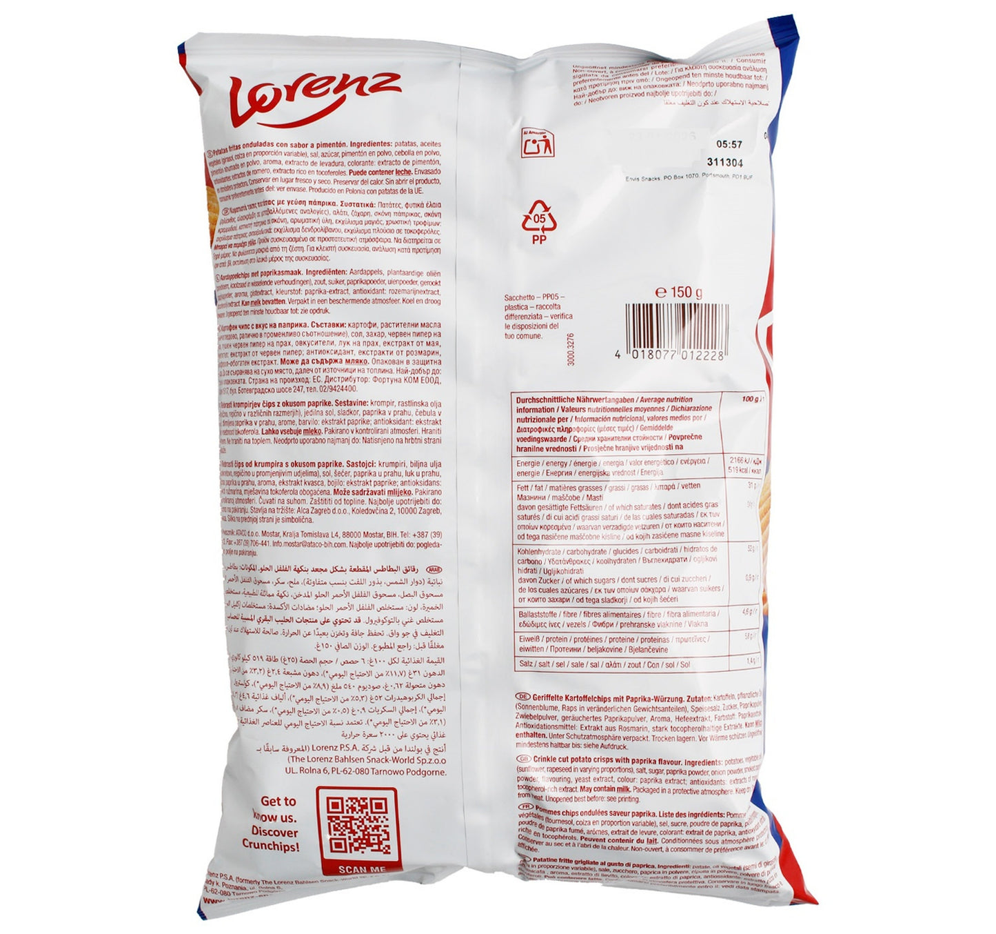 Lorenz Crunchips X-Cut Paprika 130 g + 15% Extra