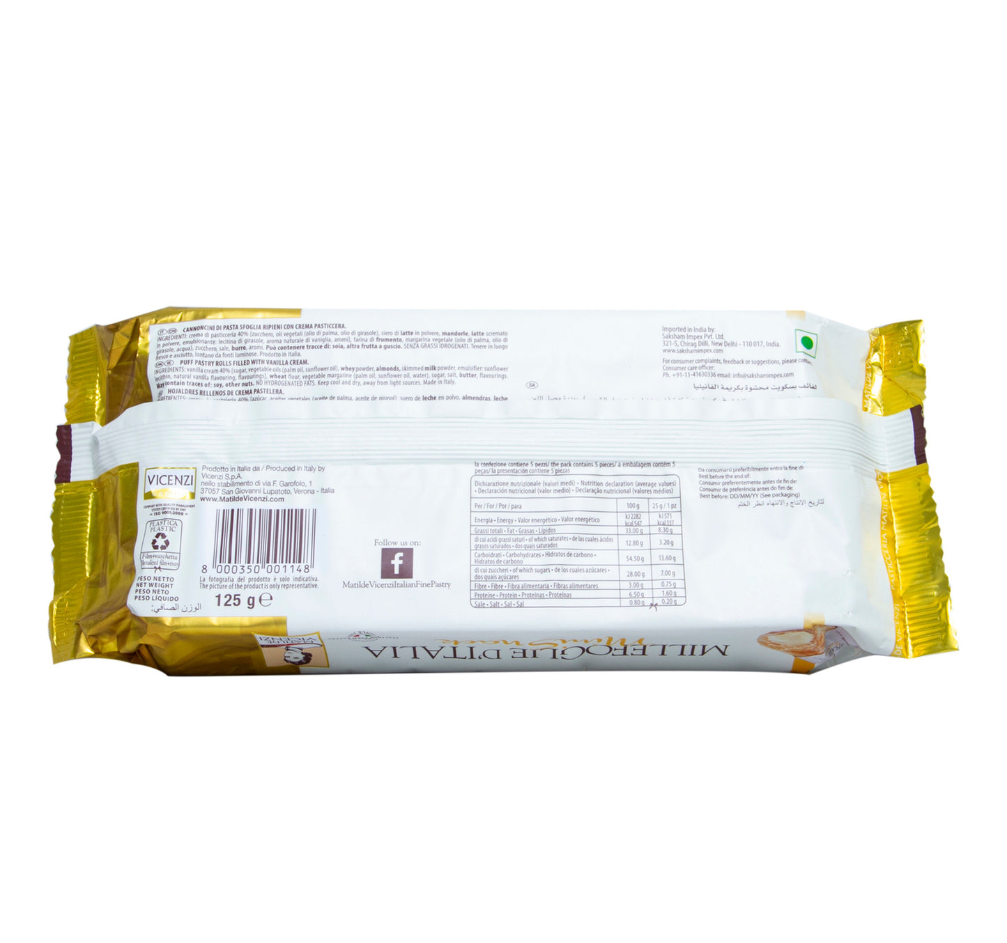 Matiled Vicenzi Millefoglie D'Italia Minis Puff Pastry With Vanilla Cream 125 g