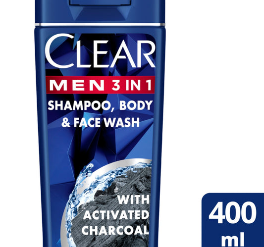 Clear Men 3in1 Shampoo With Activated Charcoal 400 ml