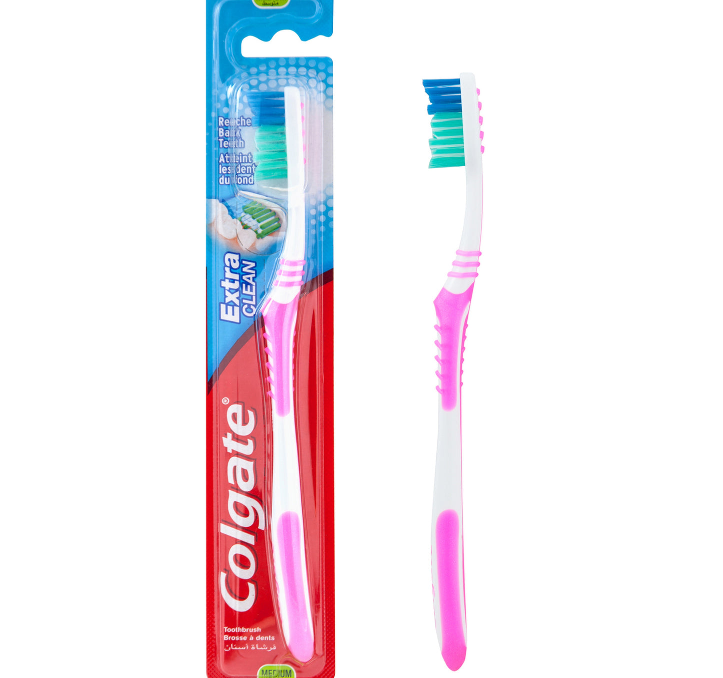 فرشاة أسنان كولجيت إكسترا كلين متوسطة الحجم، ألوان متنوعة، قطعة واحدة