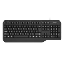 لوحة مفاتيح سلكية من فيليبس مع تخطيط إنجليزي عربي، USB 2.0، أسود SPK6202