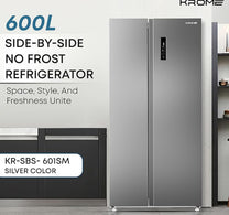 Krome Side By Side Refrigerator KR-SBS601SM 600 Litre