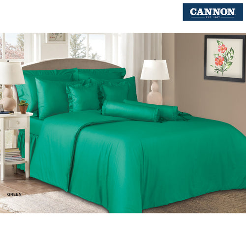 Cannon Fitted Sheet + Pillow Cover Plain Single Size 120x200cm Green