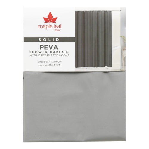 Maple Leaf Home Solid Peva Shower Curtain, 180 x 240 cm, Assorted