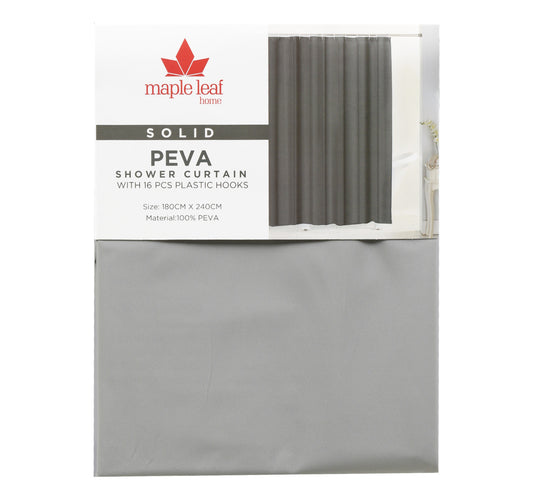 Maple Leaf Home Solid Peva Shower Curtain, 180 x 240 cm, Assorted
