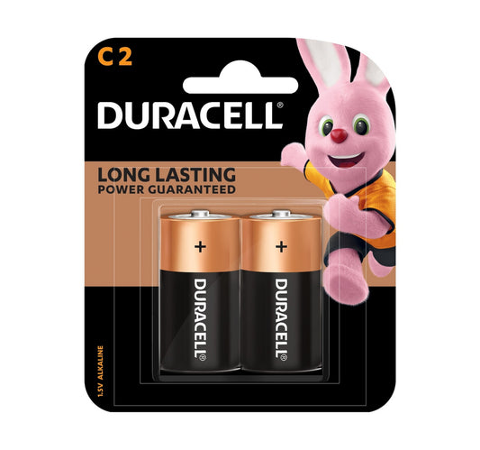 Duracell Type C Alkaline Batteries, pack of 2
