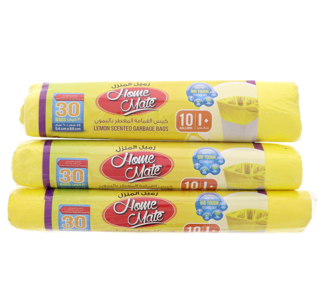 Home Mate Lemon Scented Garbage Bags 3 x 30's Size 54cm x 60cm