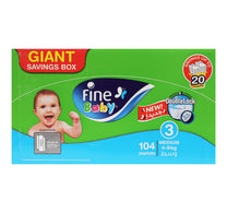 Fine Baby Diaper Size 3 Medium 4-9 kg 104 pcs