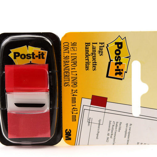 3M Post-it Flags & Markers Red 1inx1.7in 50 Sheets