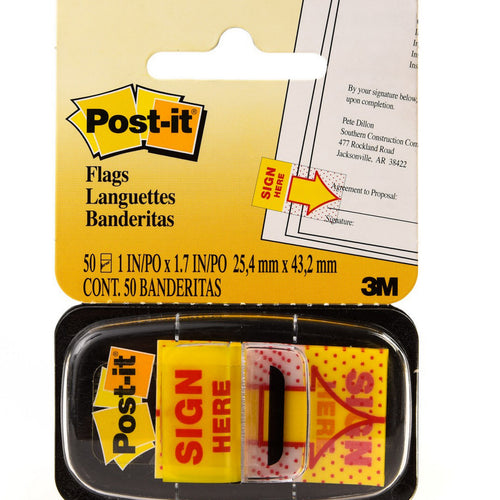 أعلام وعلامات مطبوعة من 3M Post-it، مقاس 1 بوصة × 1.7 بوصة، 50 ورقة