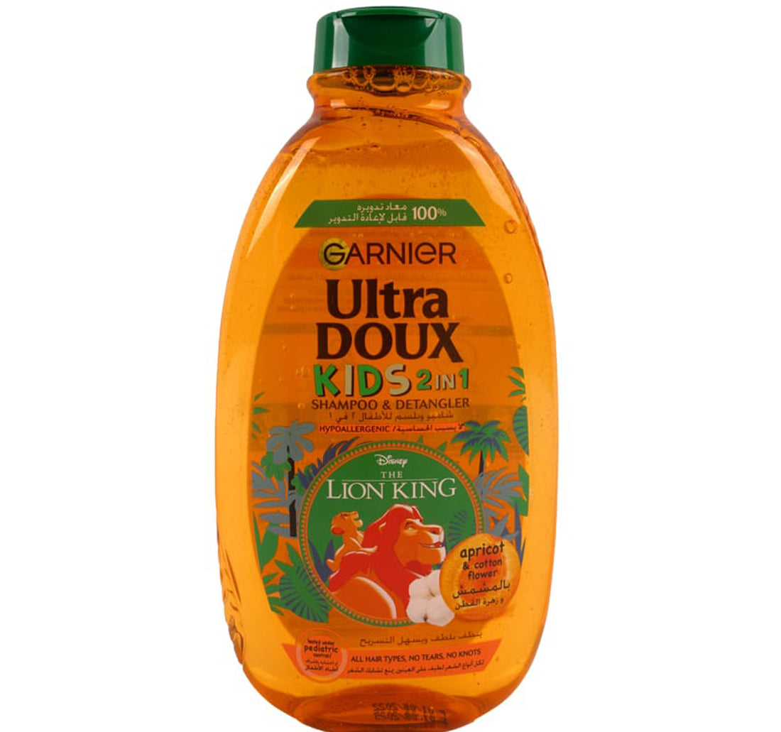 Garnier Ultra Doux Lion King Apricot & Cotton Flower Kids 2in1 Shampoo & Detangler 400 ml