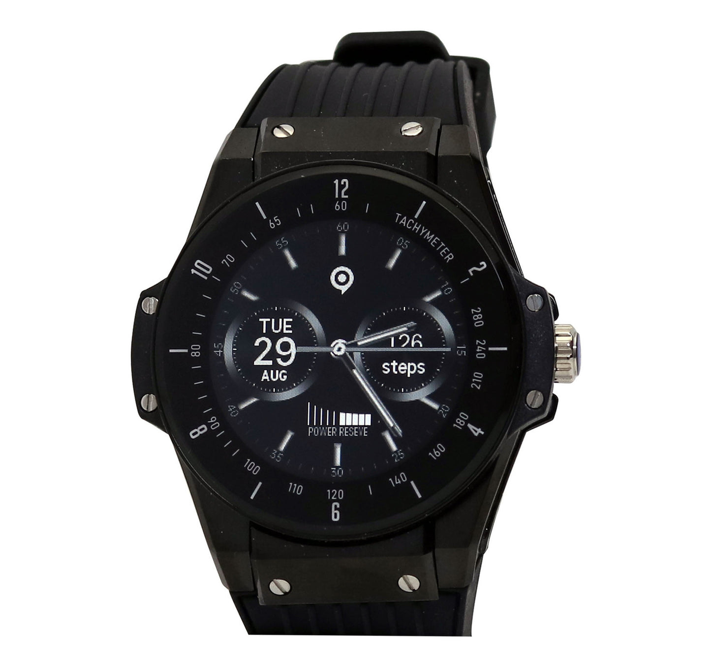 ساعة ايكون الذكية للرجال، شاشة 1.09 بوصة، لون أسود، IK-WM-08