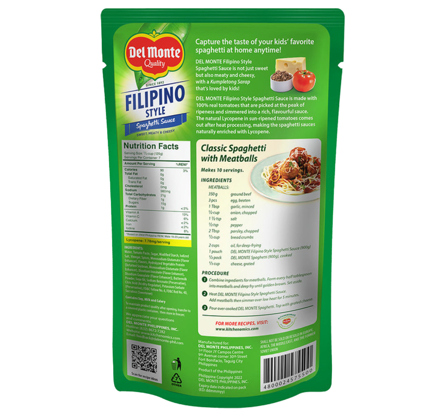 Del Monte Filipino Style Spaghetti Sauce 900 g