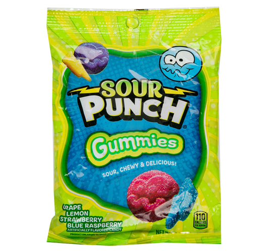 Sour Punch Gummies Grape, Lemon, Strawberry, Blue Raspberry Flavored Candy 191 g