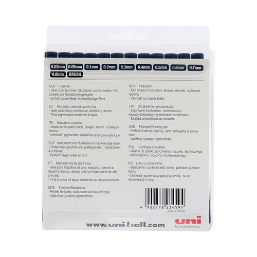 Uni-Ball Pin Fineliner Drawing Pen 12pcs PIN200BK
