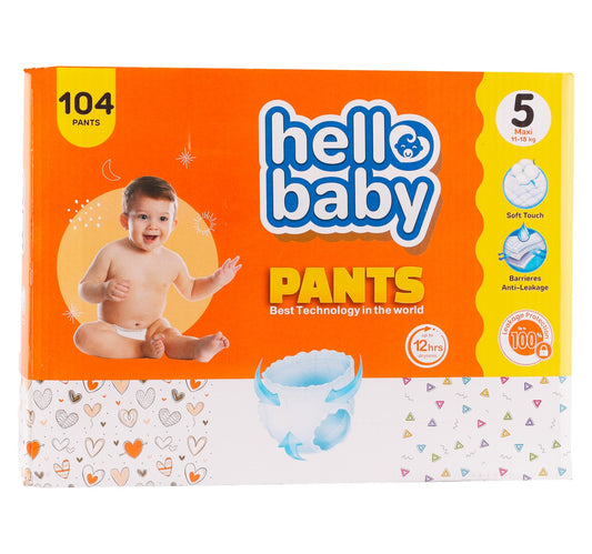 Hello Baby Diaper Pants Size 5 Maxi 11-18 kg Box 104 pcs