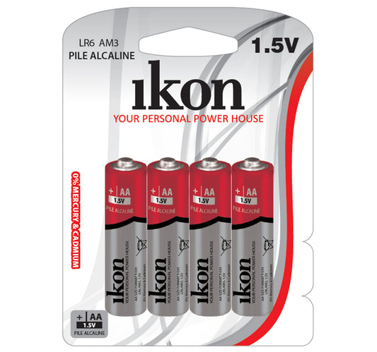 Ikon Alkaline AA Battery IKLR6BP4, pack of 4