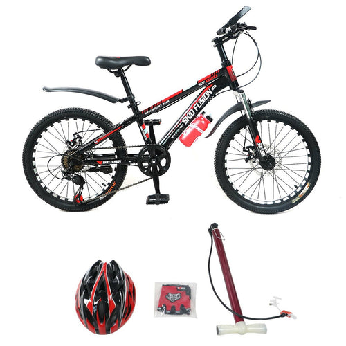 Skid Fusion Bicycle 20" + Helmet + Gloves + Hand Pump BD1 - Red