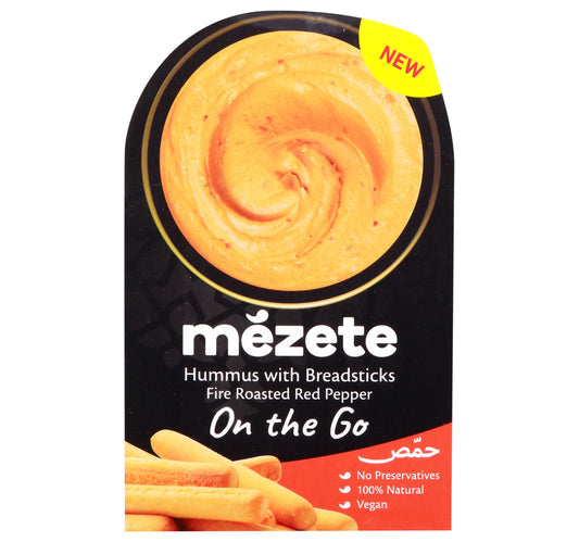 Mezete Hummus With Breadsticks Fire Roasted Red Pepper 92 g