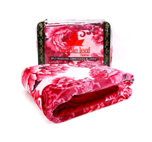 Maple Leaf Blanket Embossed 200x240cm 4.5kg 2play Assorted