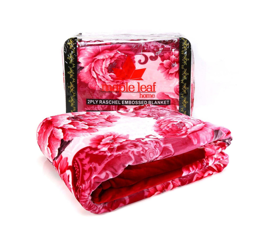 Maple Leaf Blanket Embossed 200x240cm 4.5kg 2play Assorted